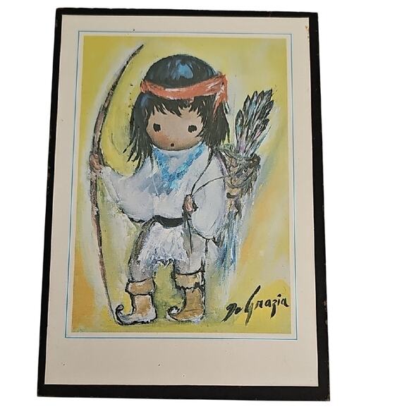 Ted Degrazia Vintage Trio of Framed Indian Children Art Prints 5" x 3.5" - Picture 2 of 10